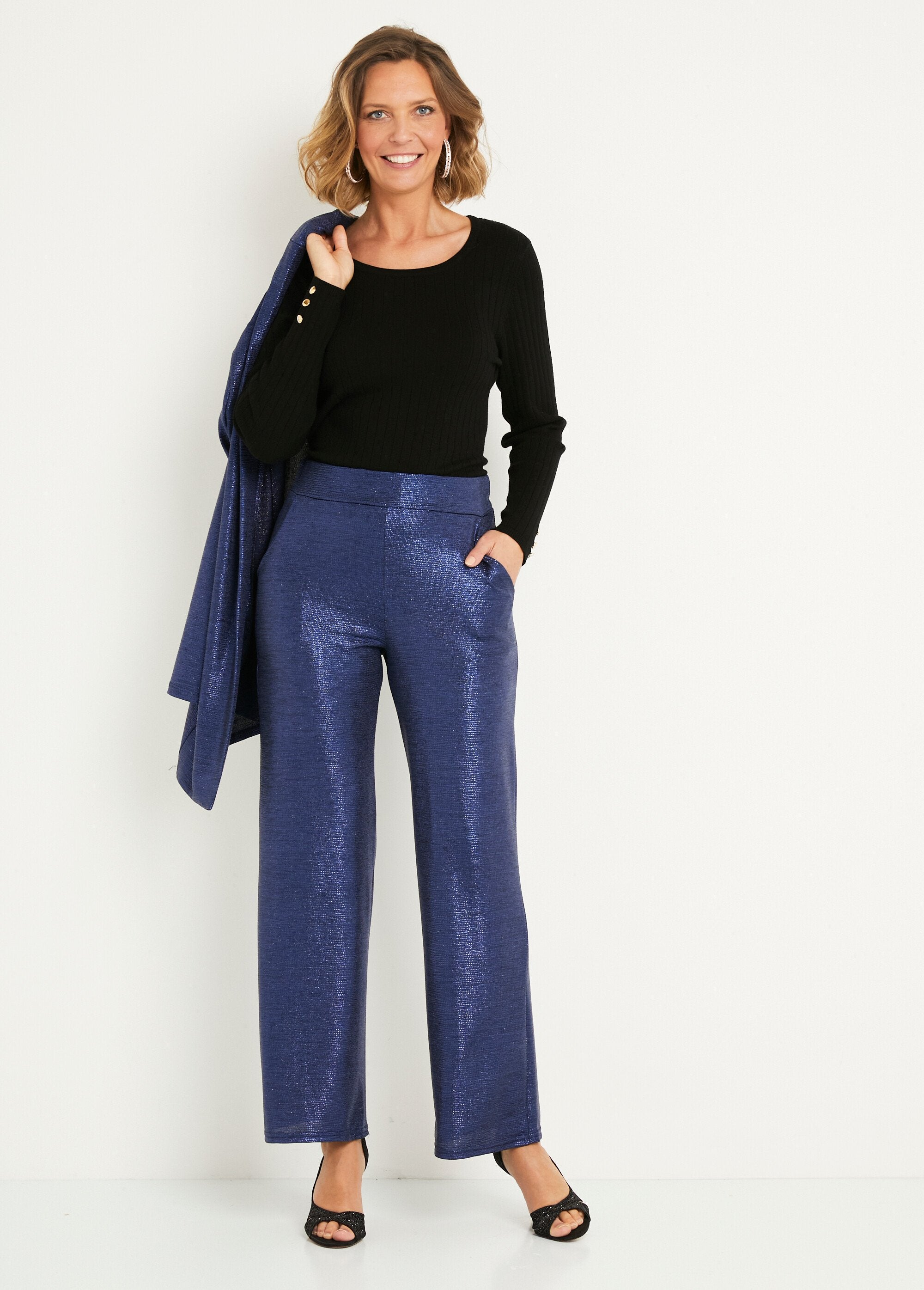Wide_elasticated_waist_pants_in_shiny_knit_Midnight_blue_SF1_slim