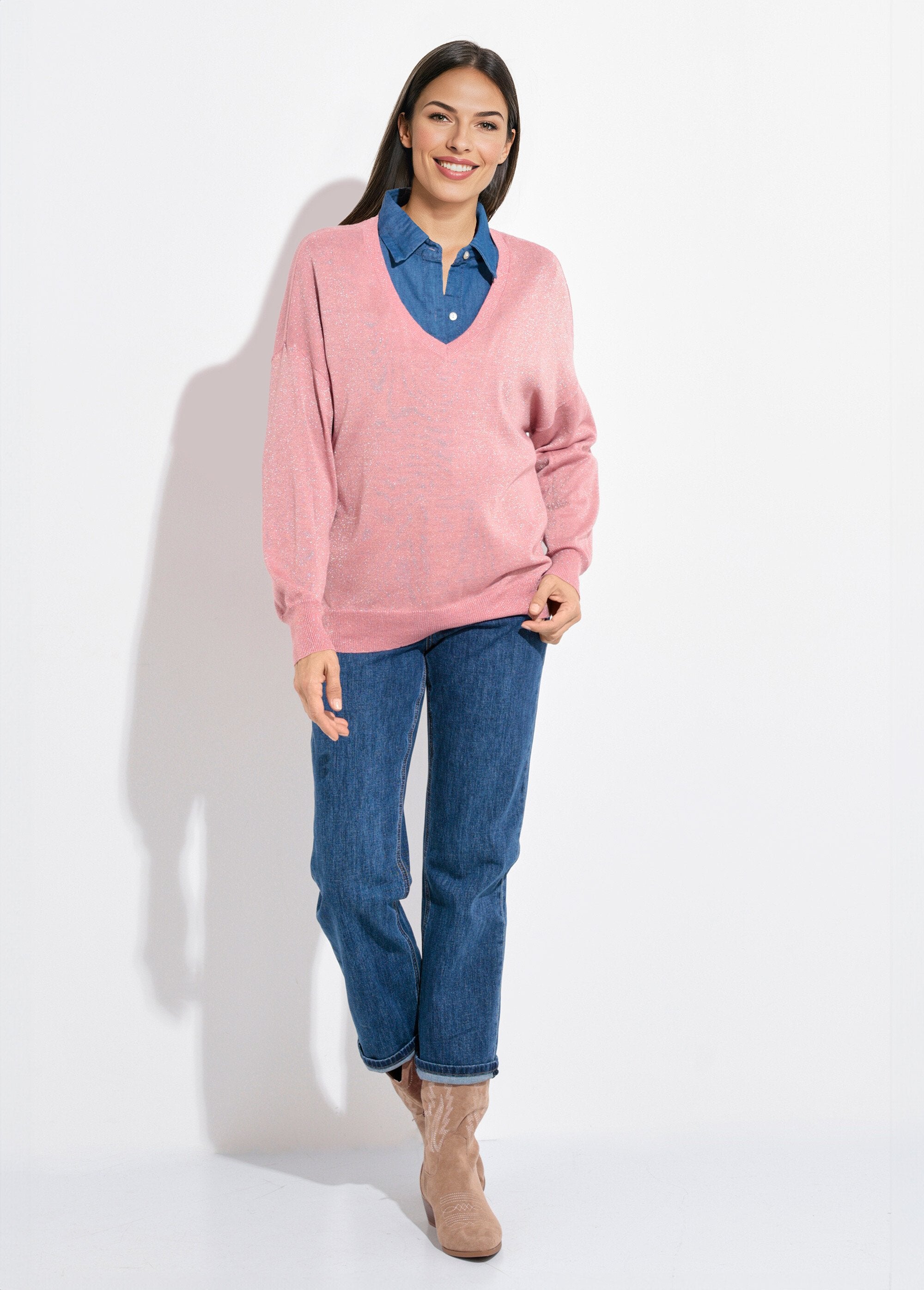 Fine_gauge_metallic_knit_V-neck_sweater_Old_pink_SF1_slim