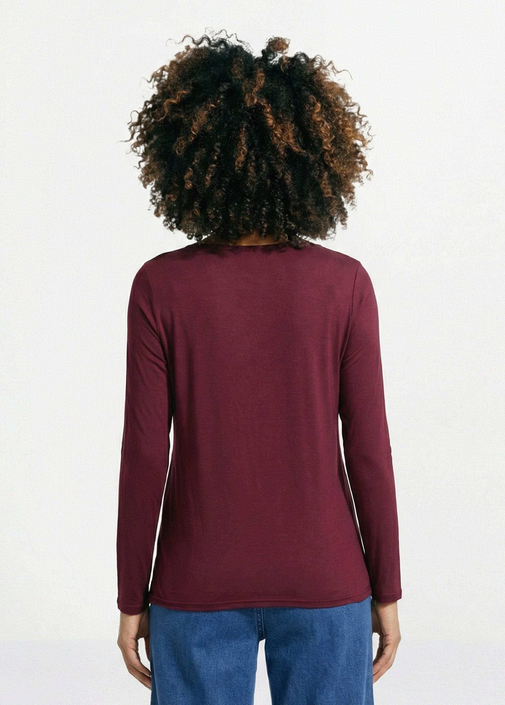 Short_lace_V-neck_long-sleeved_t-shirt_Plum_DO1_slim