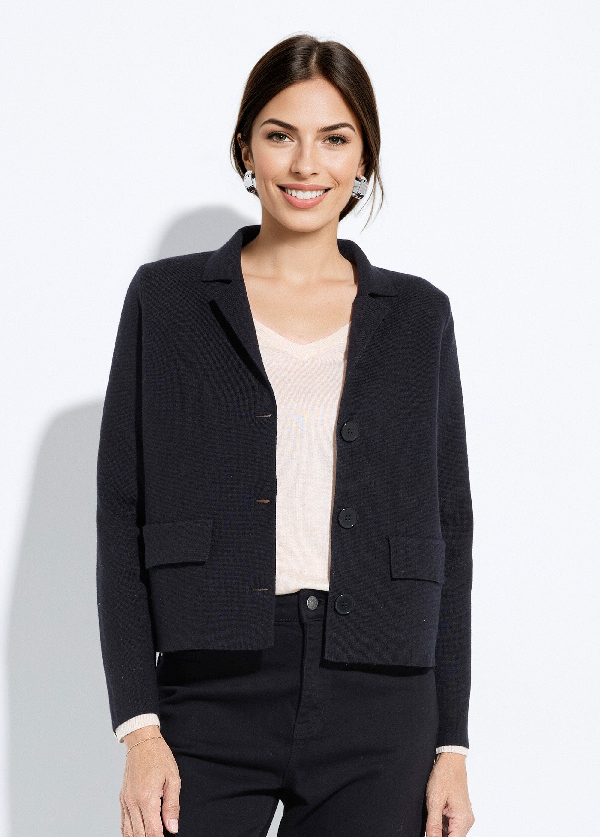 Short_plain_jacquard_jacket_with_tailored_collar_Black_FA1_slim