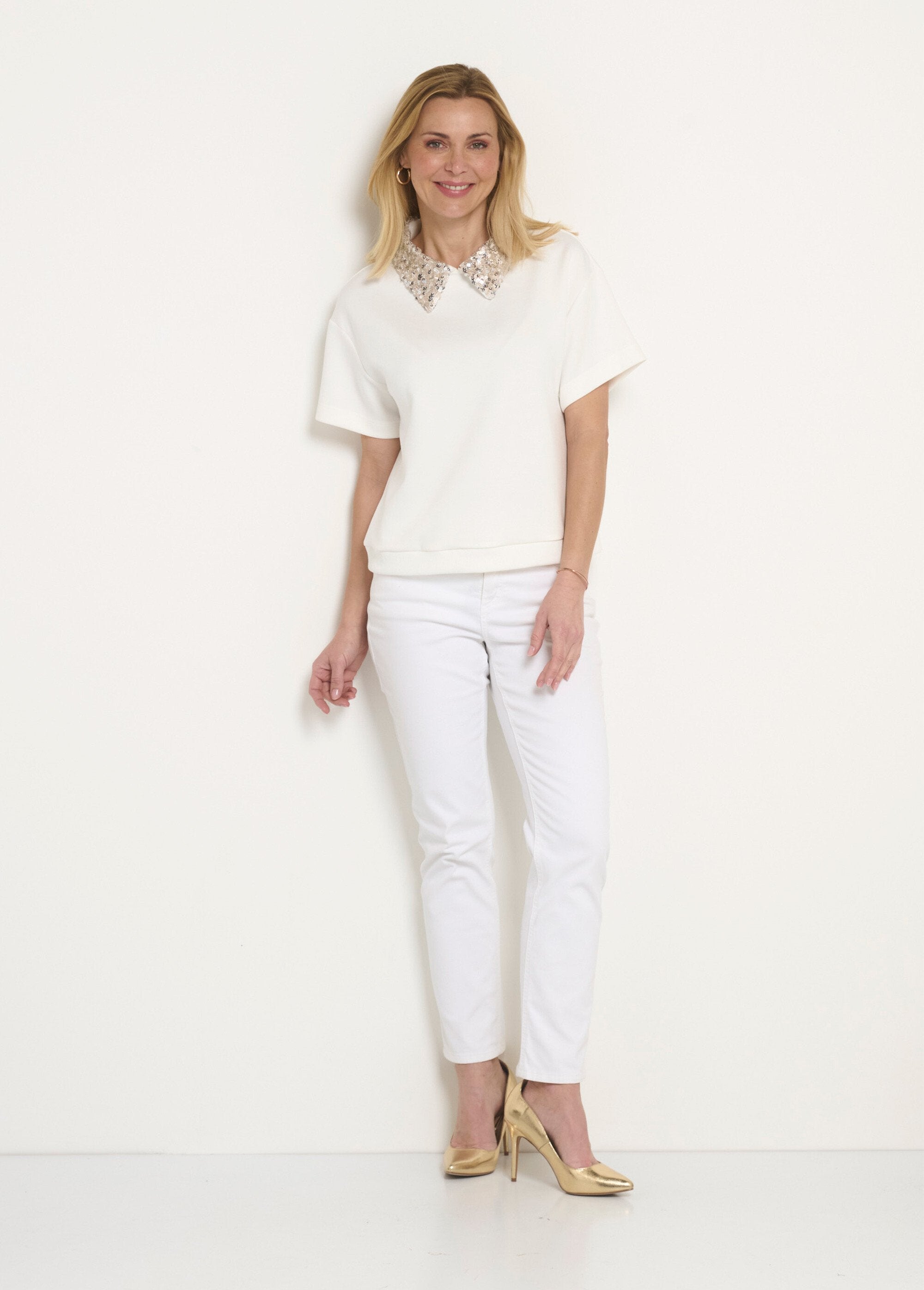 Sequined_collar_blouse_with_short_sleeves_White_SF1_slim