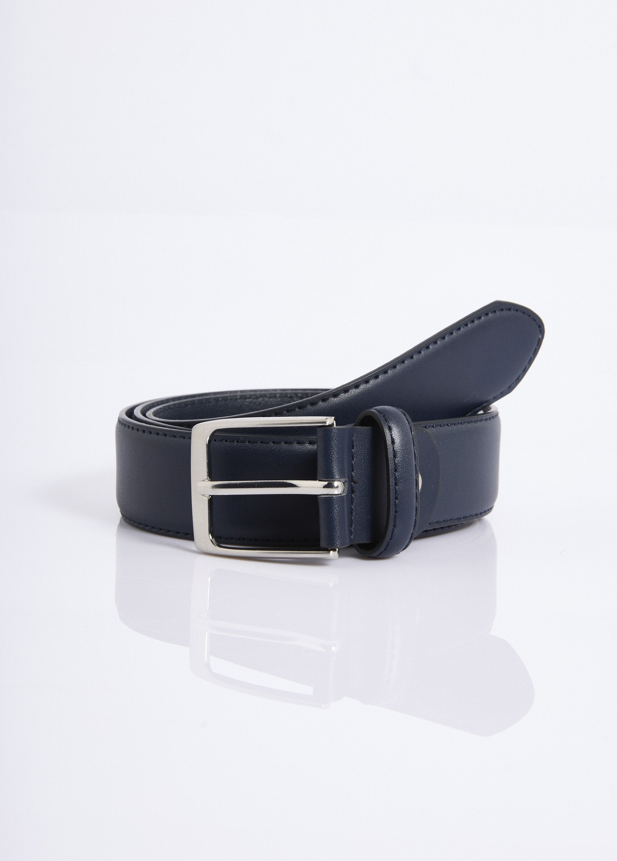 Faux_leather_belt,_metal_buckle_Marine_FA1_slim