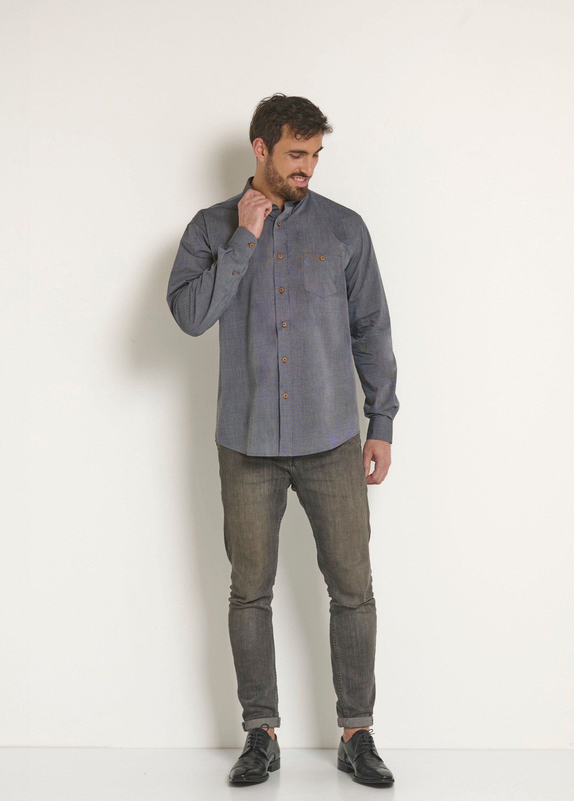 Long_sleeve_cotton_shirt_Gray_SF1_slim