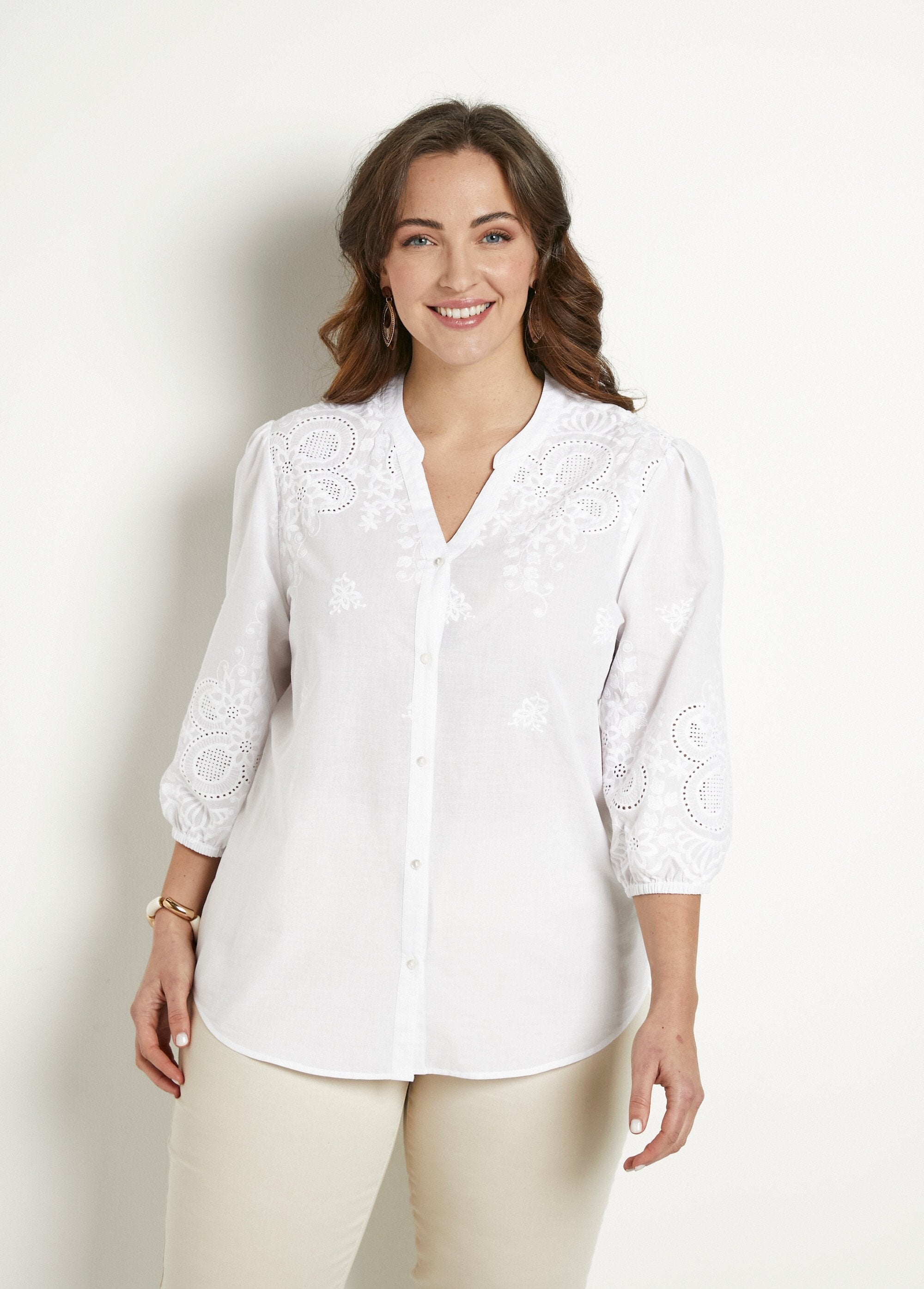 Long_embroidered_cotton_blouse_with_3/4_sleeves_White_FA1_curvy