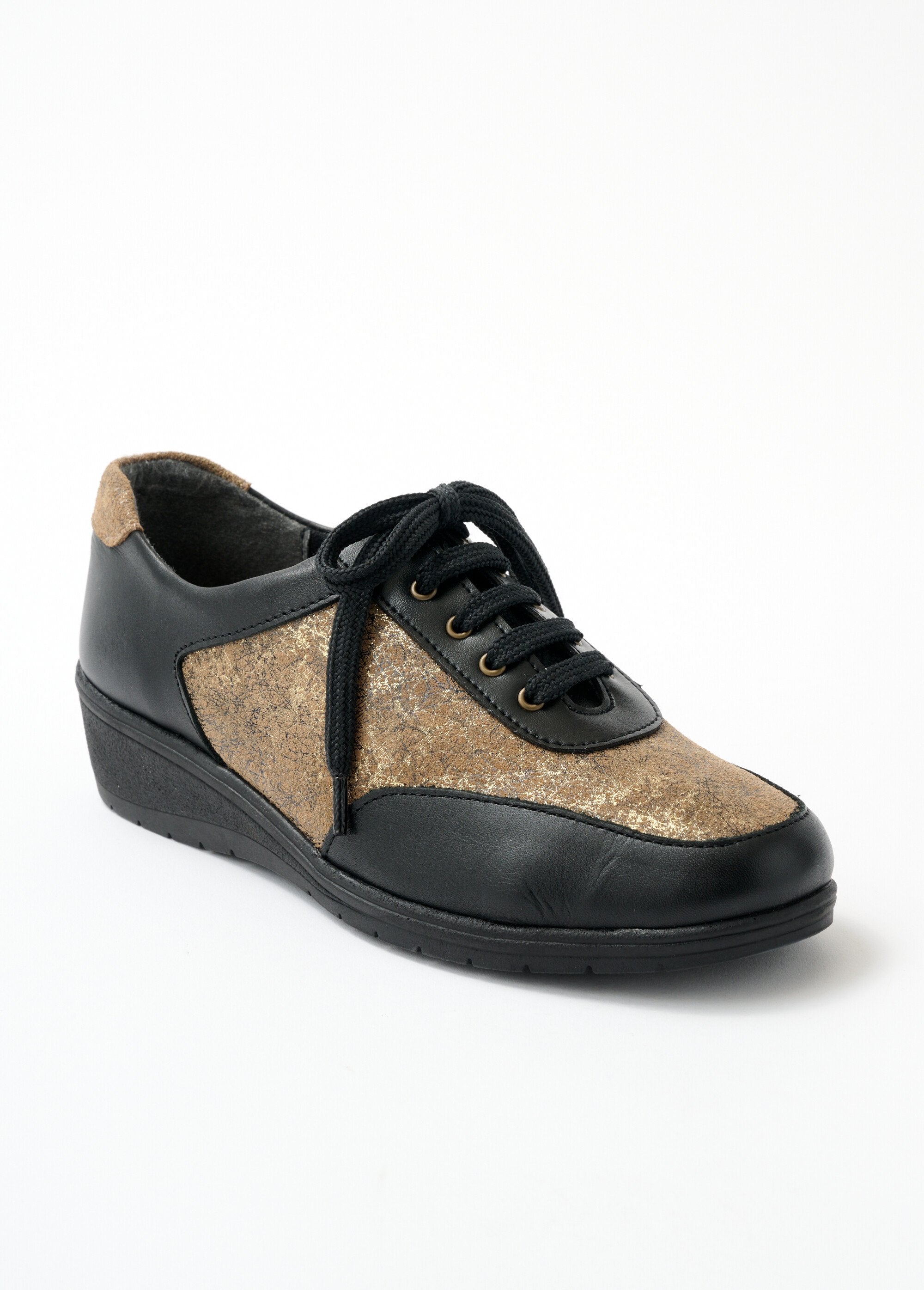 Lace-up_comfort_width_leather_derby_Black_and_gold_FA1_slim