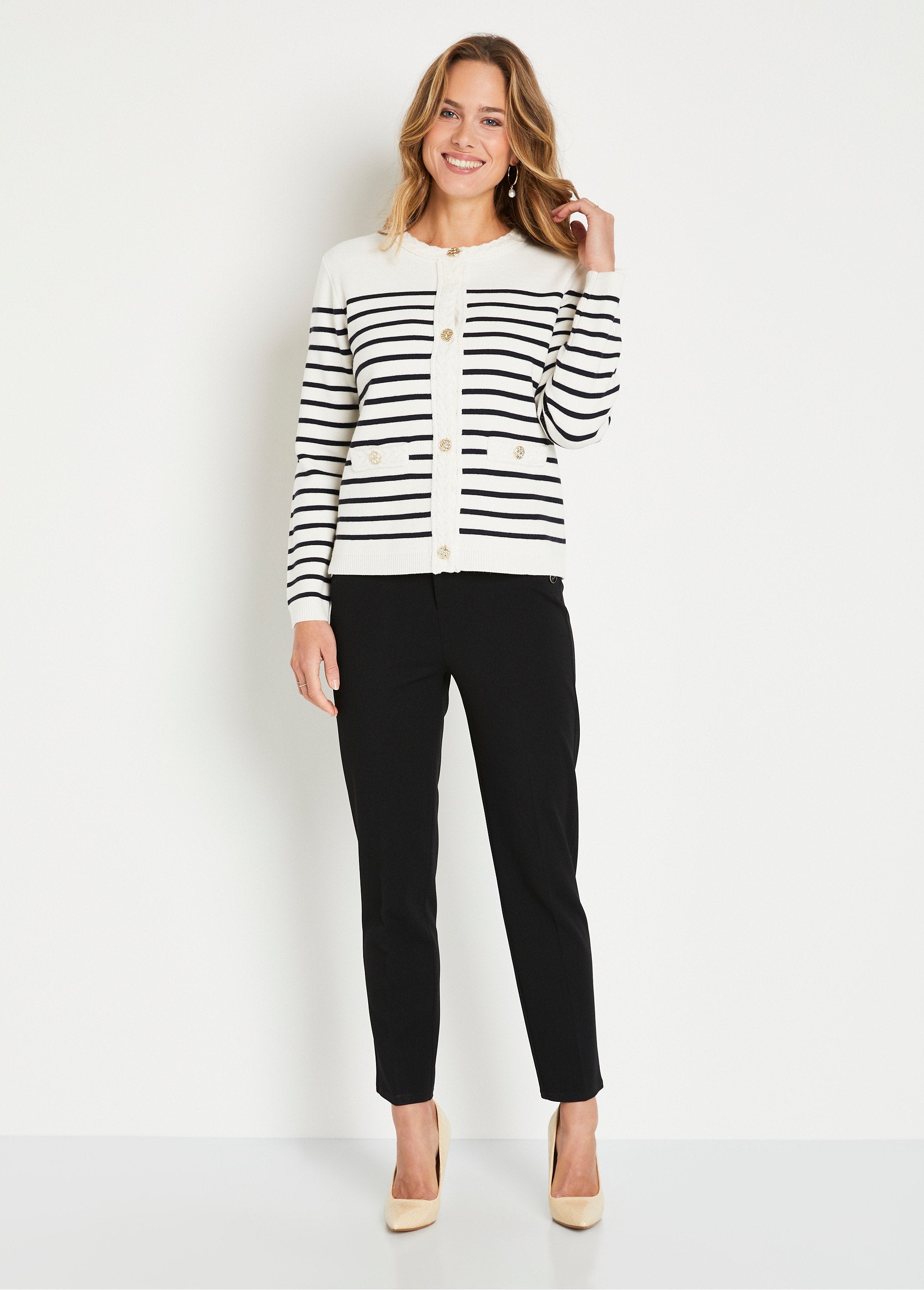 Short_striped_cardigan_with_buttoned_collar_Ecru_and_black_SF1_slim