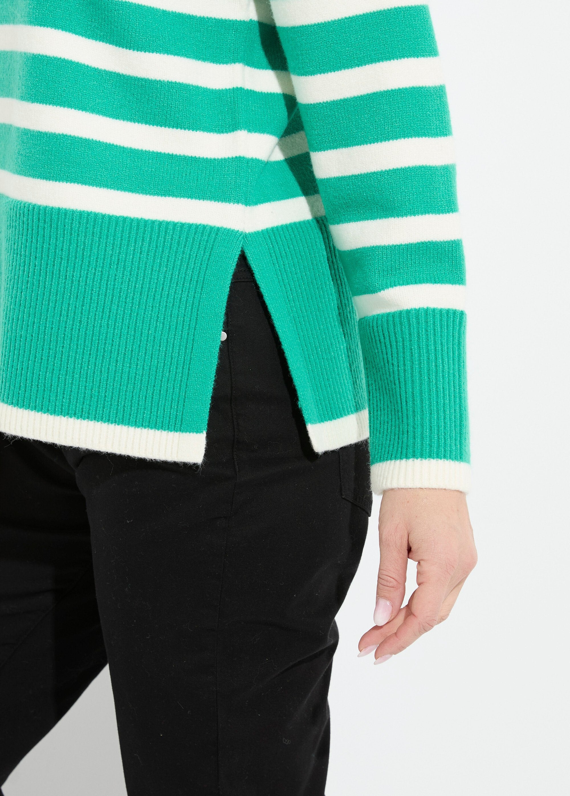 Turtleneck_sweater_with_long,_dropped_sleeves_Green_stripe_DE2_slim