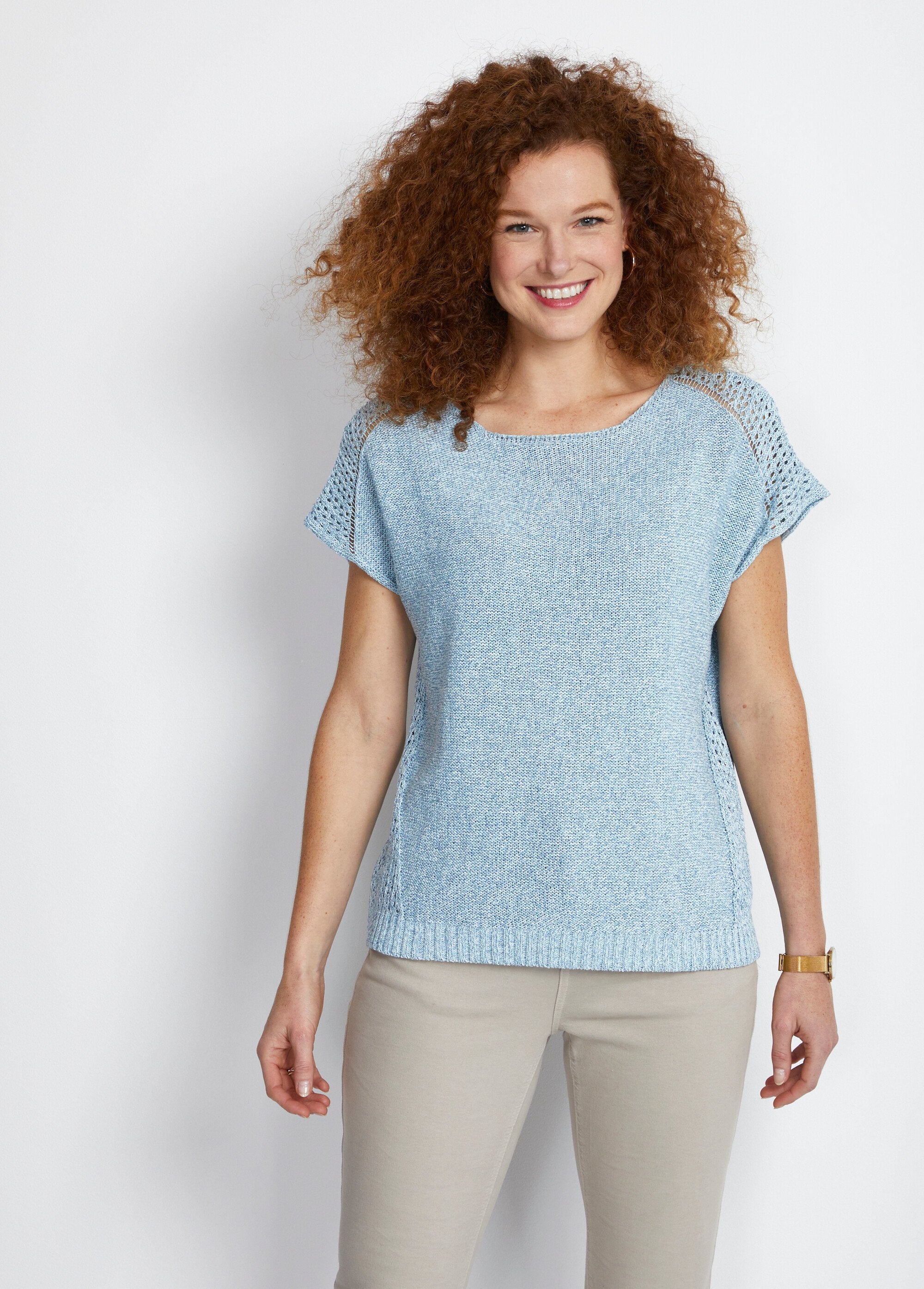 Fine_openwork_short-sleeved_sweater_Blue_FA1_slim