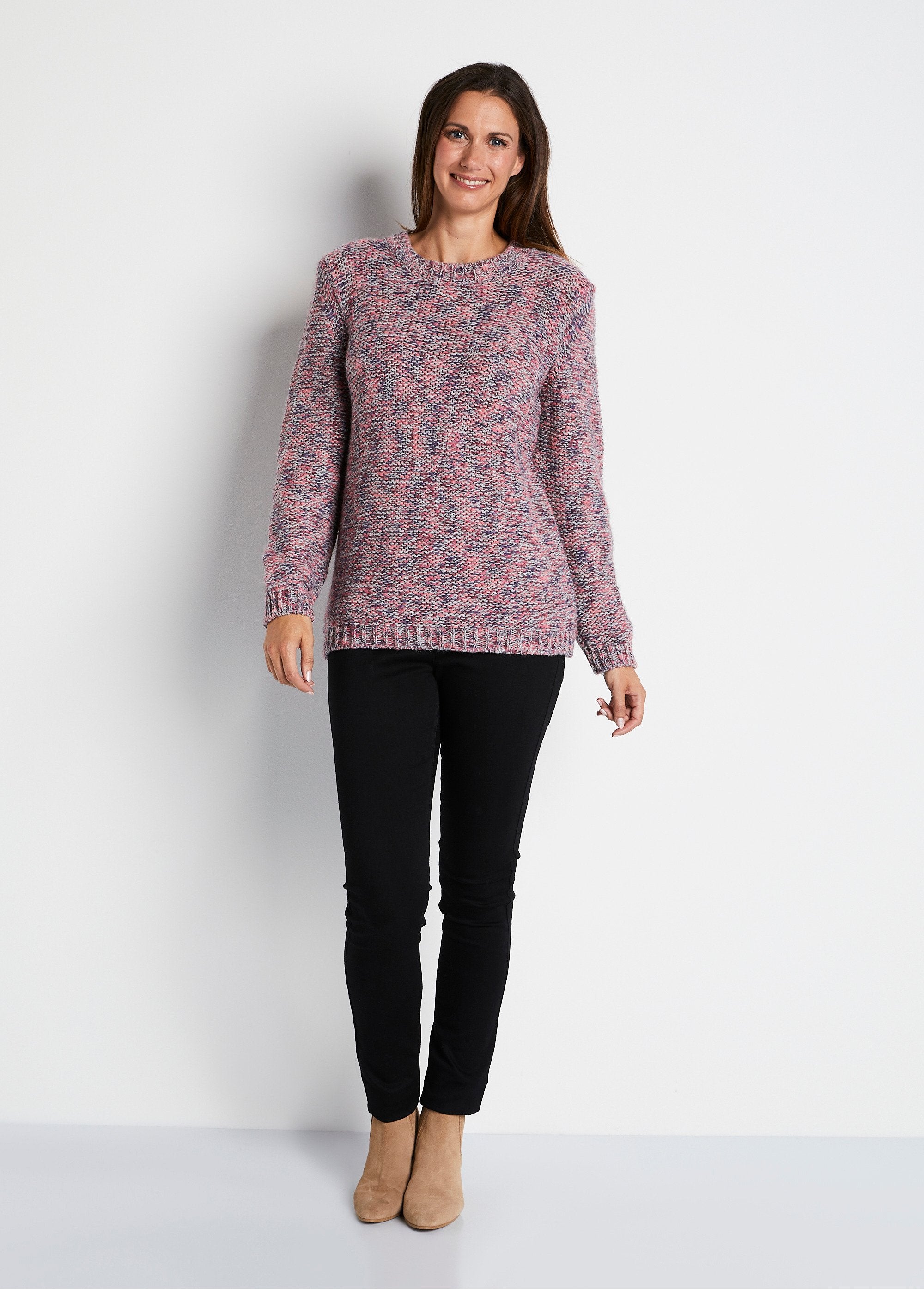 Round_neck_mouliné_sweater_with_wool_and_alpaca_Pink_and_gray_SF1_slim