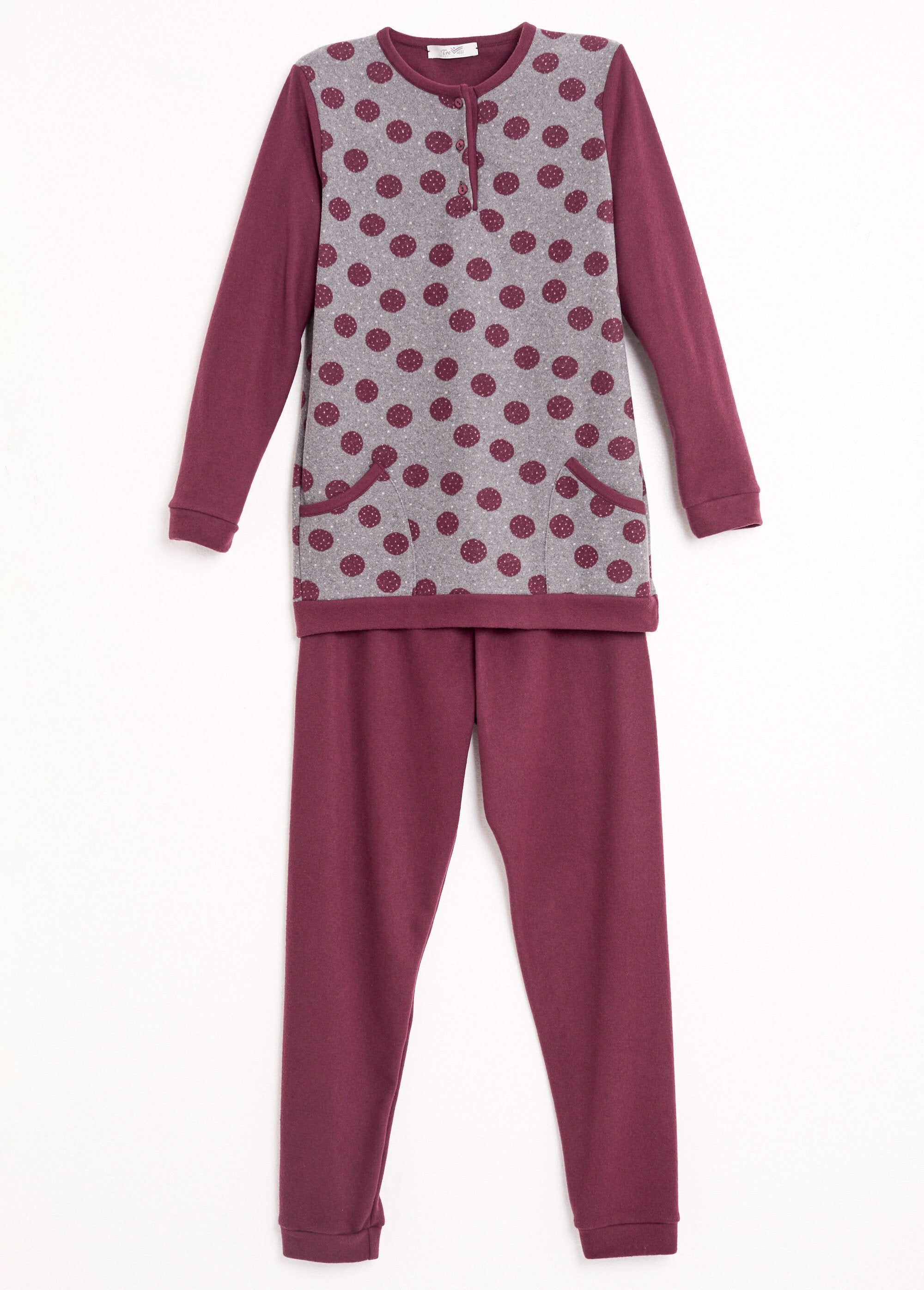 Pyjama_pantalon_maille_milano_imprimé_pois_Bordeaux_AP1_slim