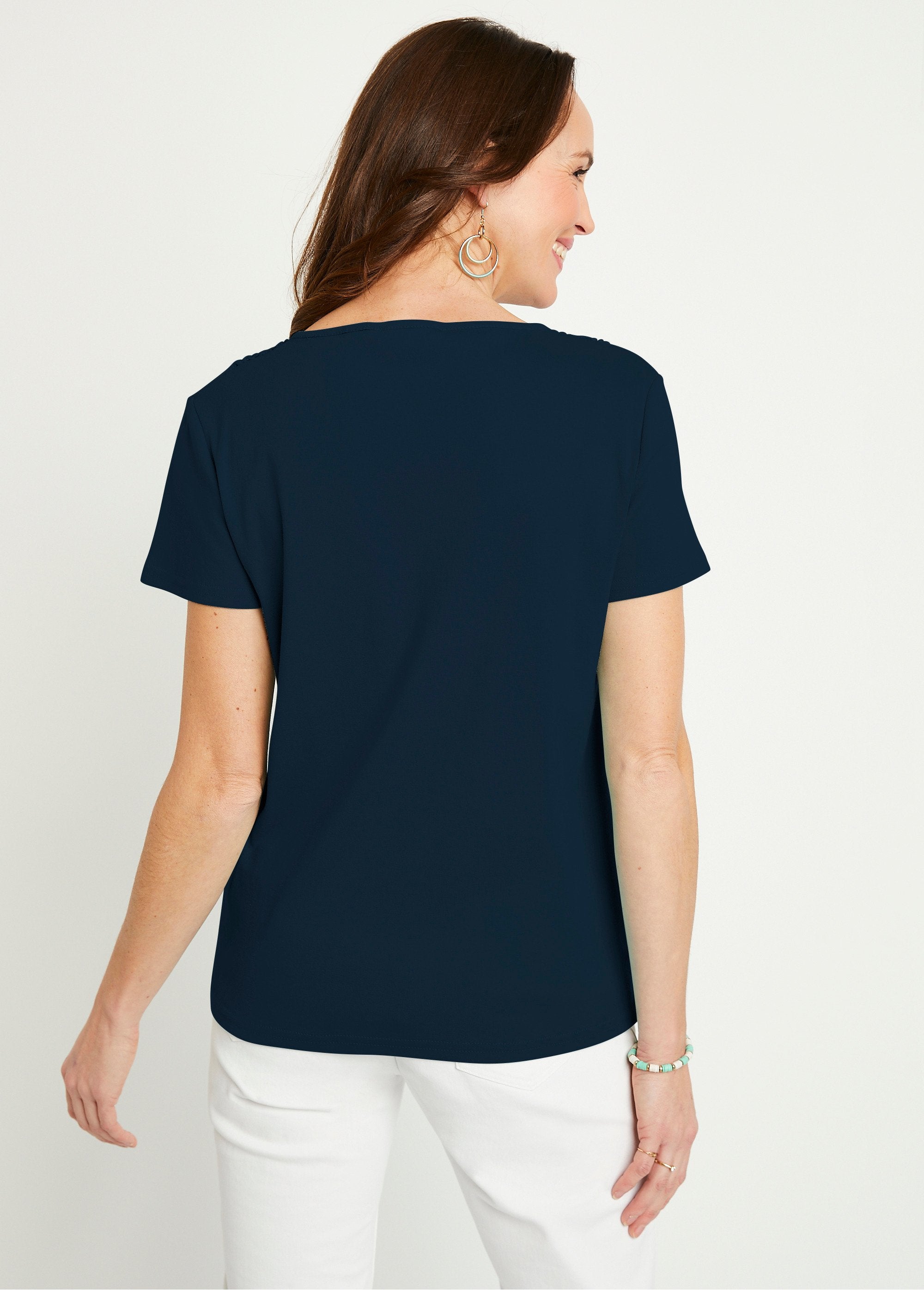 Short-sleeved_plain_cotton_macramé_t-shirt_Marine_DO1_slim