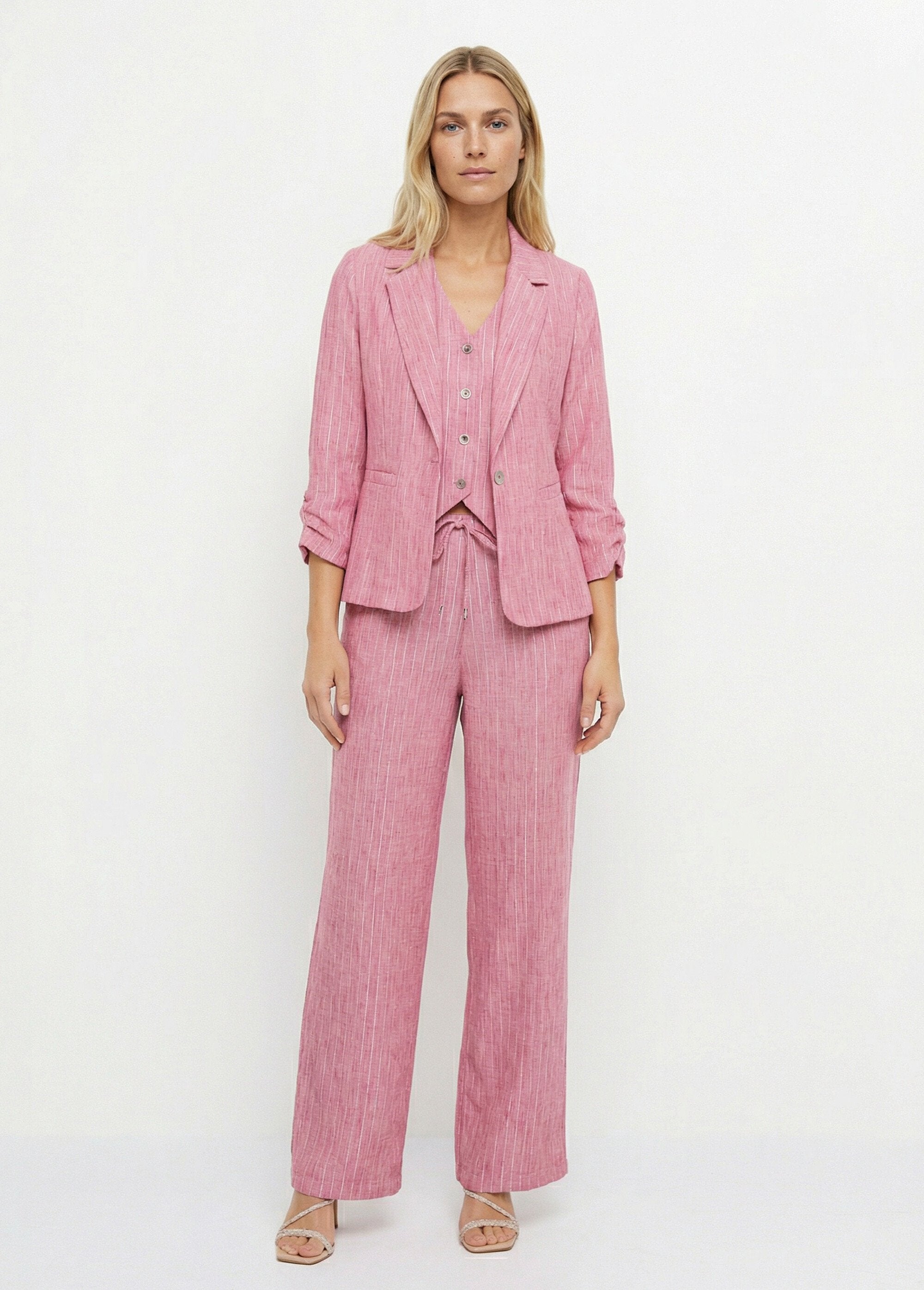 Striped_tailored_jacket,_irregular_appearance_Raspberry_SF1_slim