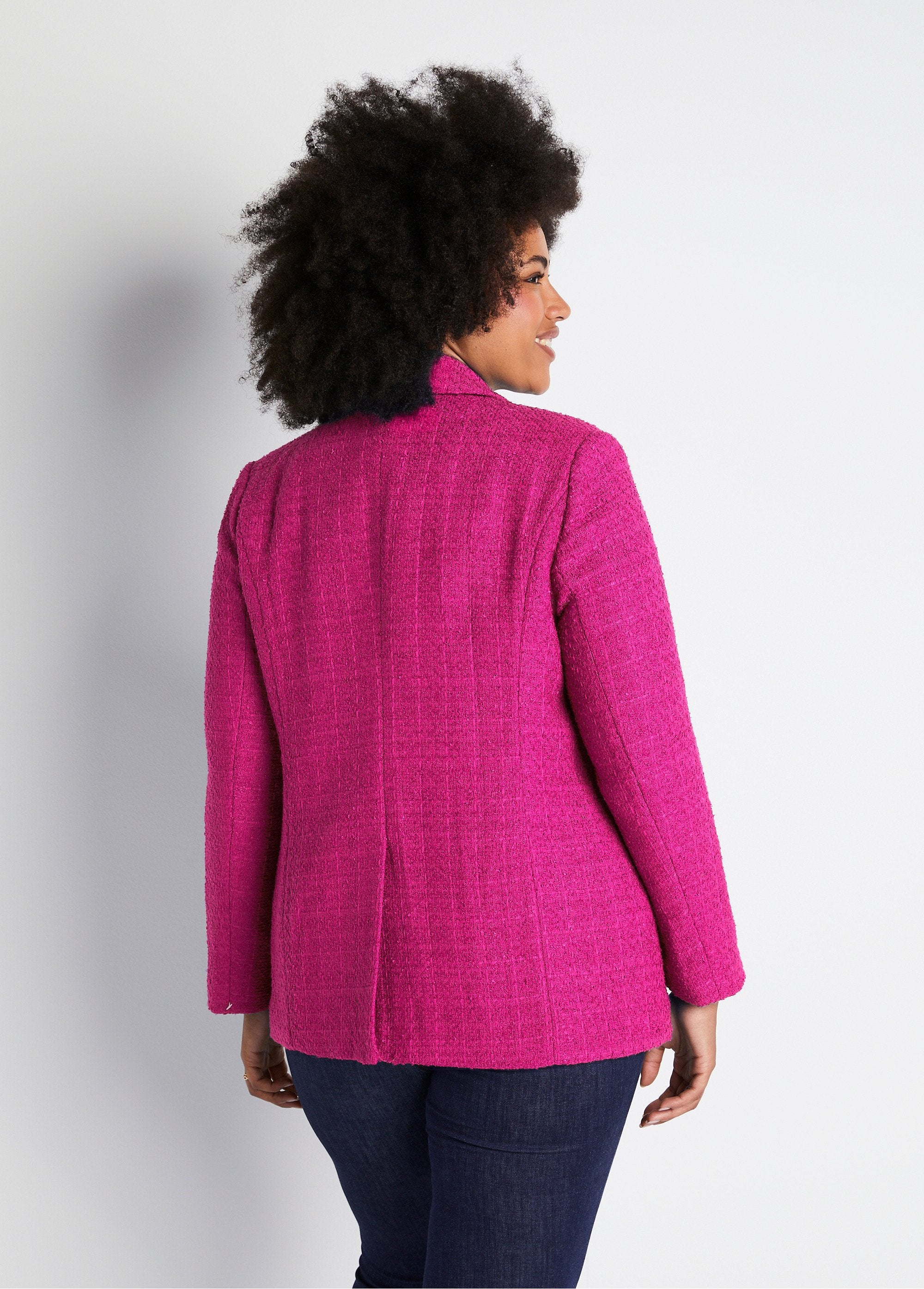 Straight_buttoned_jacket_in_basket_weave_fabric_with_tailored_collar_Fuchsia_DO1_curvy